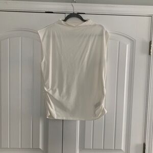 GAP Modern Funnel Neck XL Tall Ruched White Cropped Tank  Top